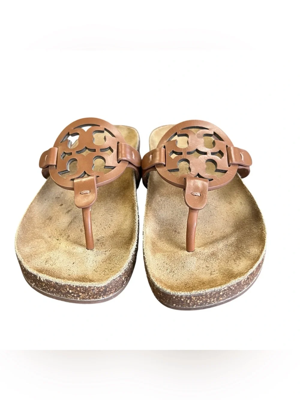 Tory Burch Women’s Tan Leather Cork Miller Cloud Thong Flip Flop Sandals Sz 5